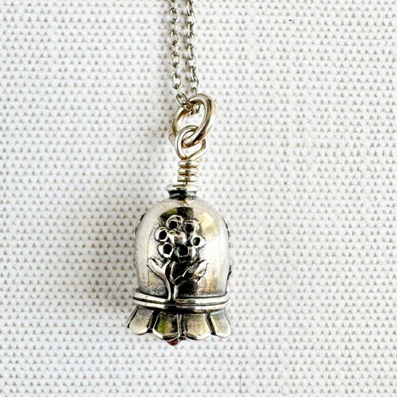 Sterling Silver Daughter-In-Law Bell Pendant Necklace with Floral Detailing, Tho - Picture 8 of 8
